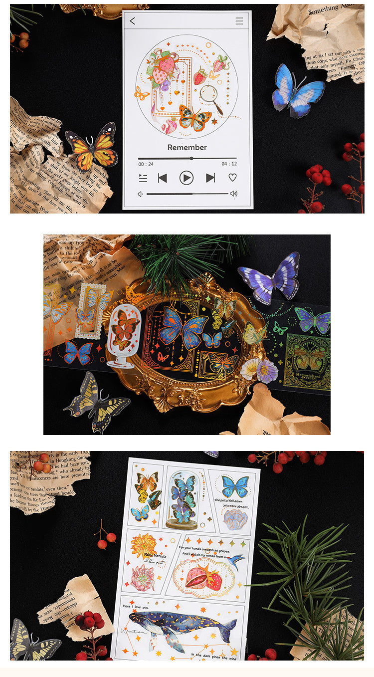 5Product Display of Dazzling Hot Stamping Butterfly Flower PET Sticker2