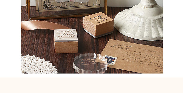 5Product Display of English Words Phrases Wooden Rubber Stamp Set4