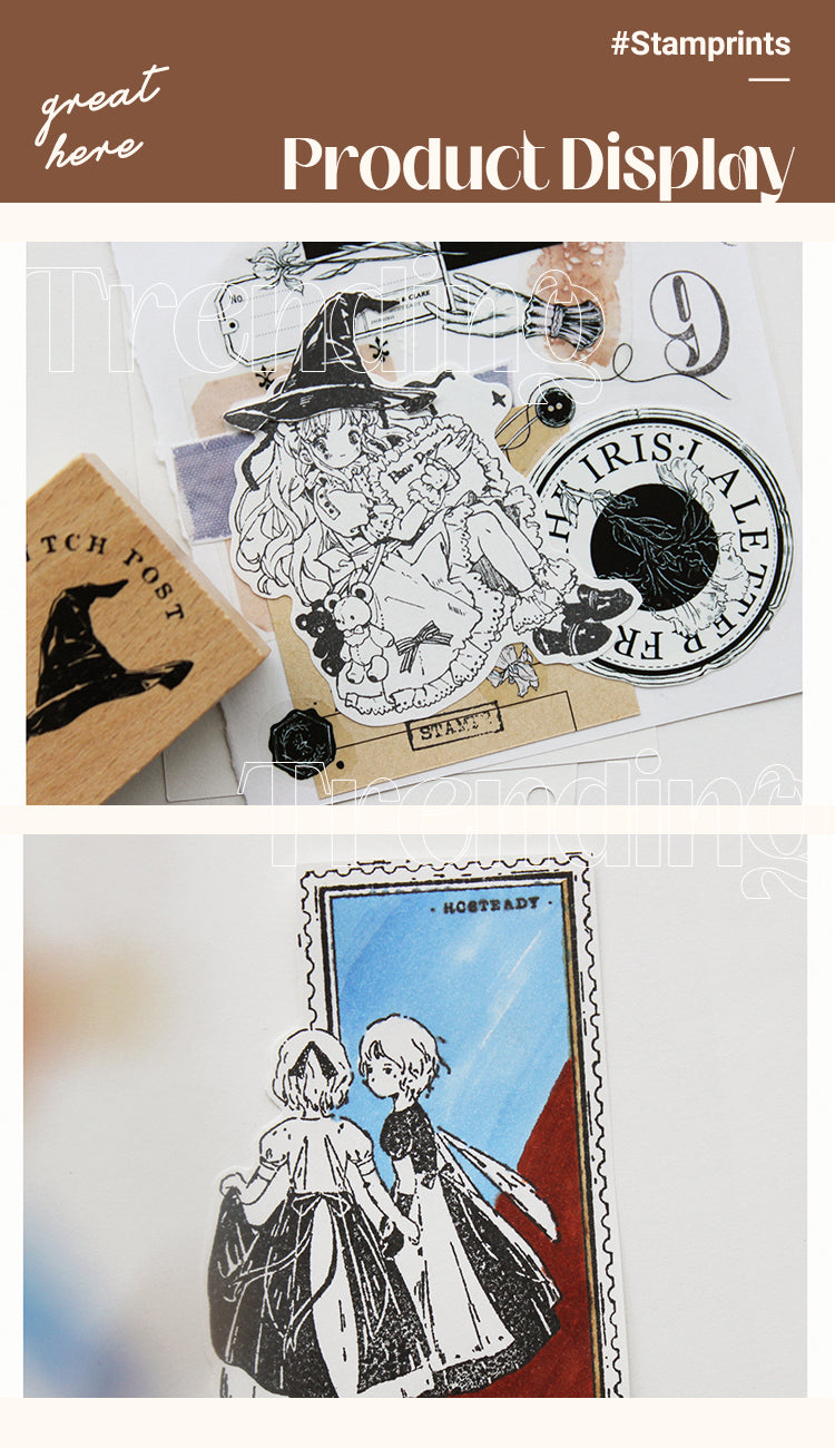 5Product Display of Fantasy Fairy Tale Wooden Rubber Stamp