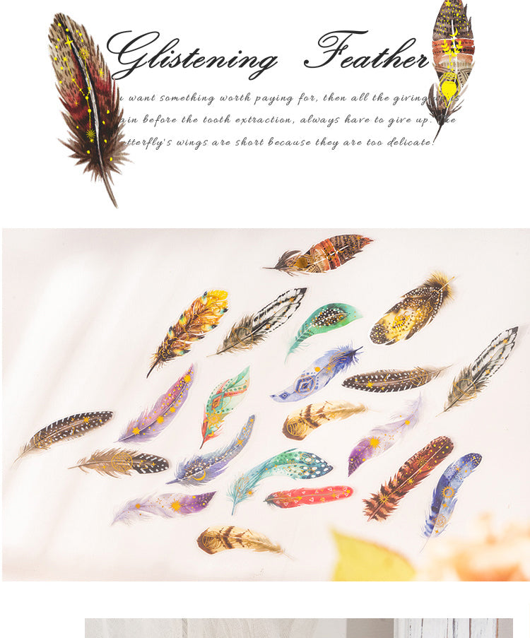 5Product Display of Glitter Feather Large Size Foil Stamping Feather PET Sticker4