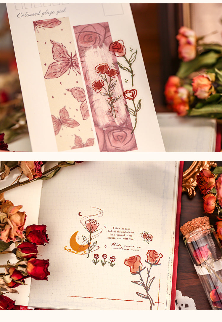 5Product Display of Hand Painted Rose Illustration Journal Deco PVC Sticker4