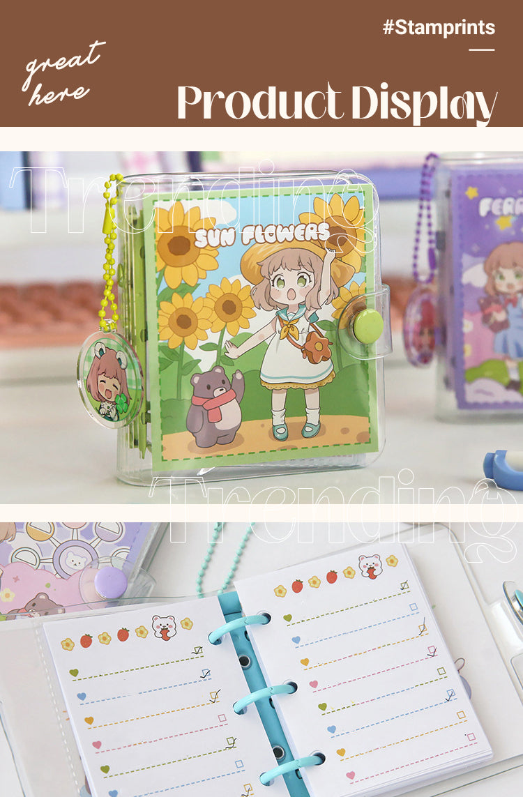 5Product Display of Kawaii Cartoon Mini Loose-Leaf Journal Notebook1