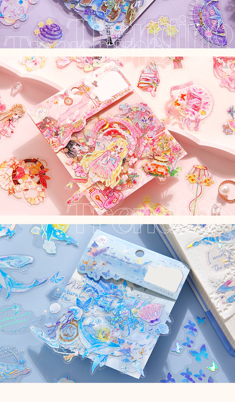 5Product Display of Lovely Child Girl Holographic PET Sticker Pack2