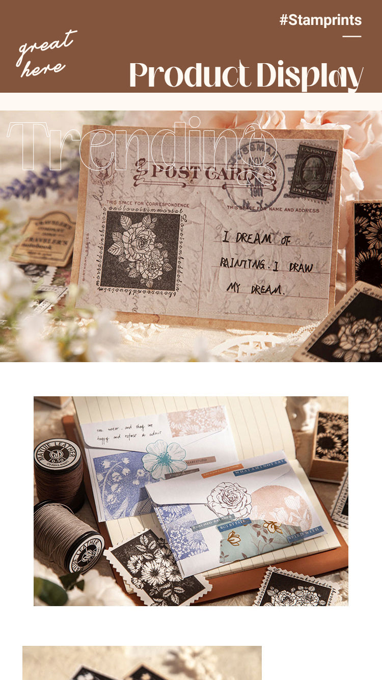 5Product Display of Night Summer Flower Sea Series Rubber Stamps1