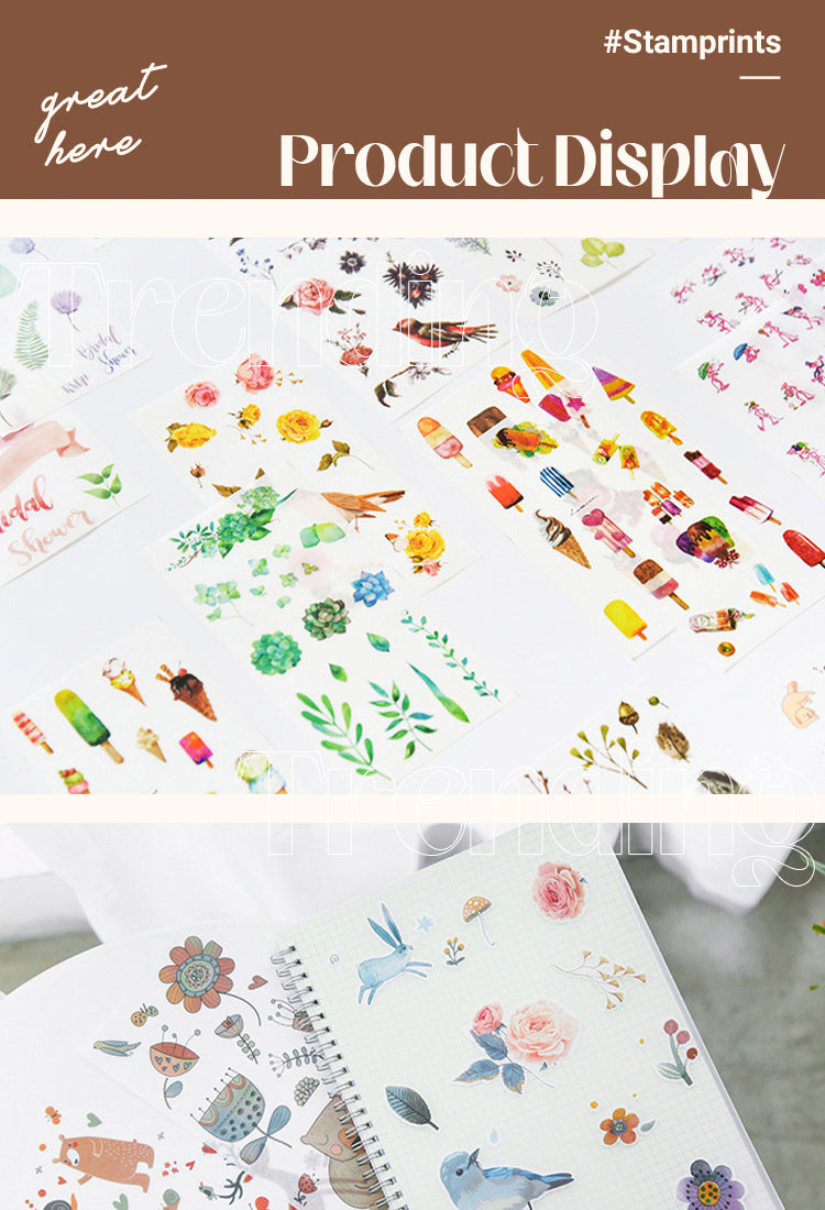 5Product Display of Refreshing Plant Animal Planet Food Washi Sticker1