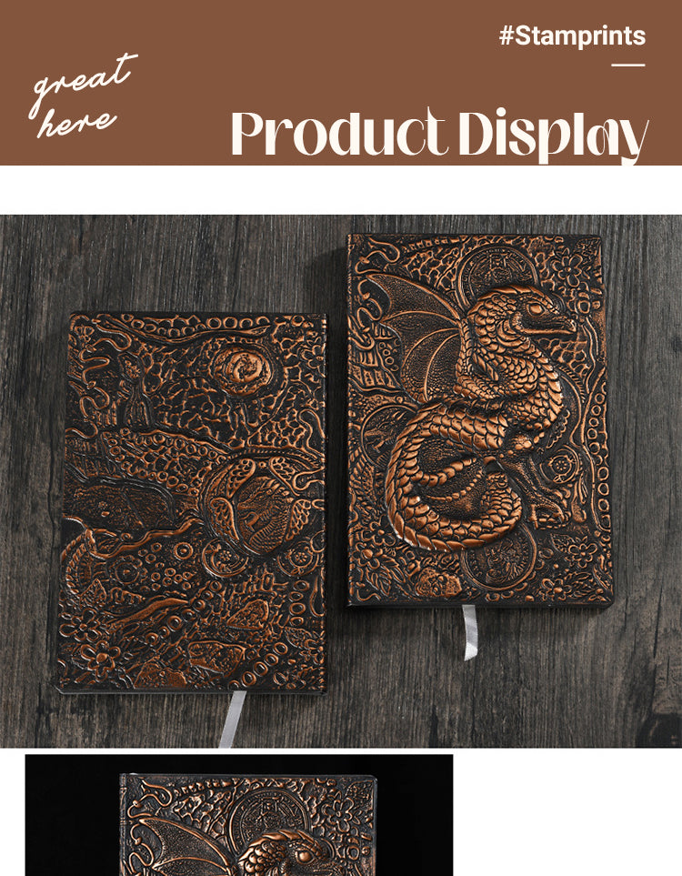 5Product Display of Retro 3D Embossed Dinosaur Dragon Notebook1