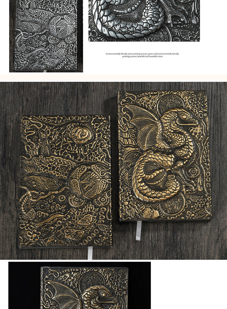 5Product Display of Retro 3D Embossed Dinosaur Dragon Notebook4