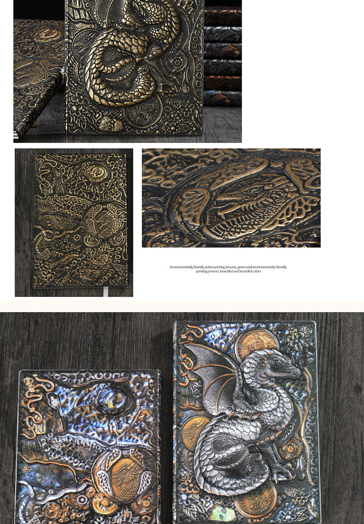 5Product Display of Retro 3D Embossed Dinosaur Dragon Notebook5