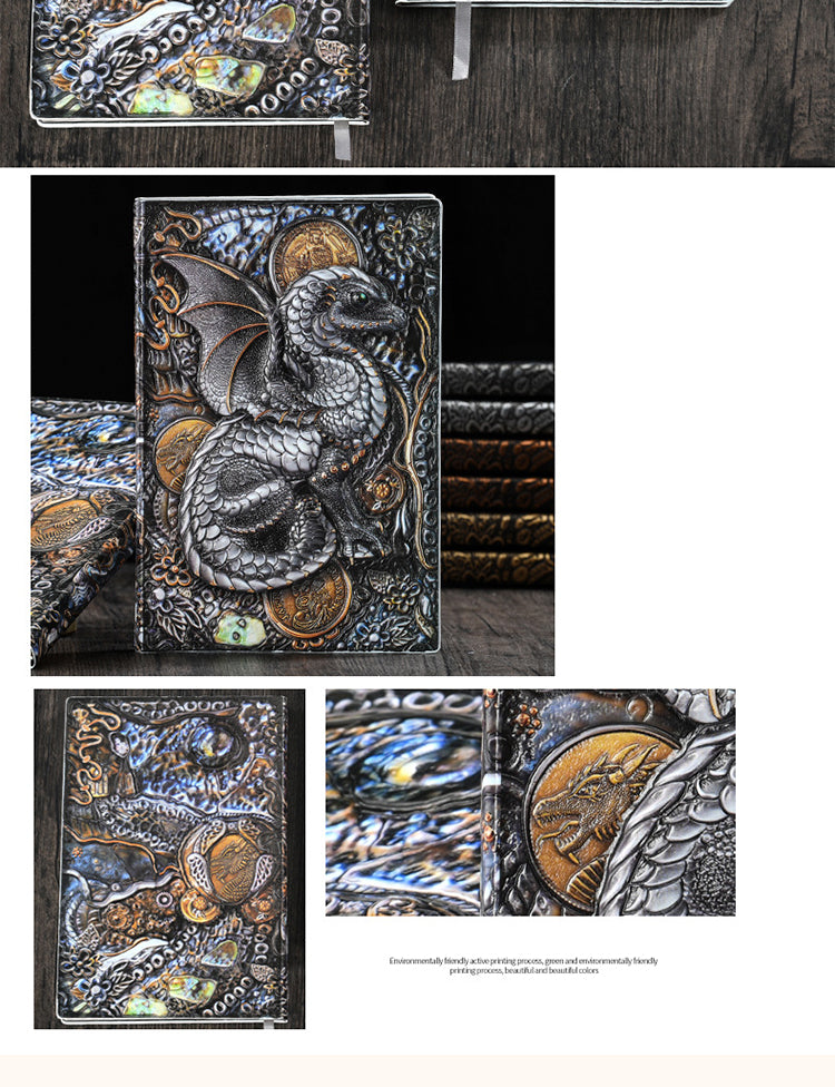 5Product Display of Retro 3D Embossed Dinosaur Dragon Notebook6