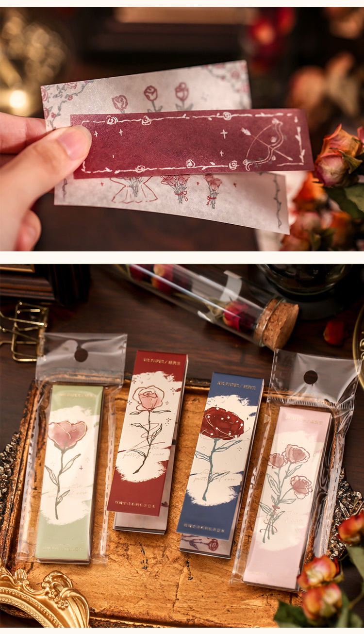 5Product Display of Romantic Long Strip Rose Illustration Washi Sticker3