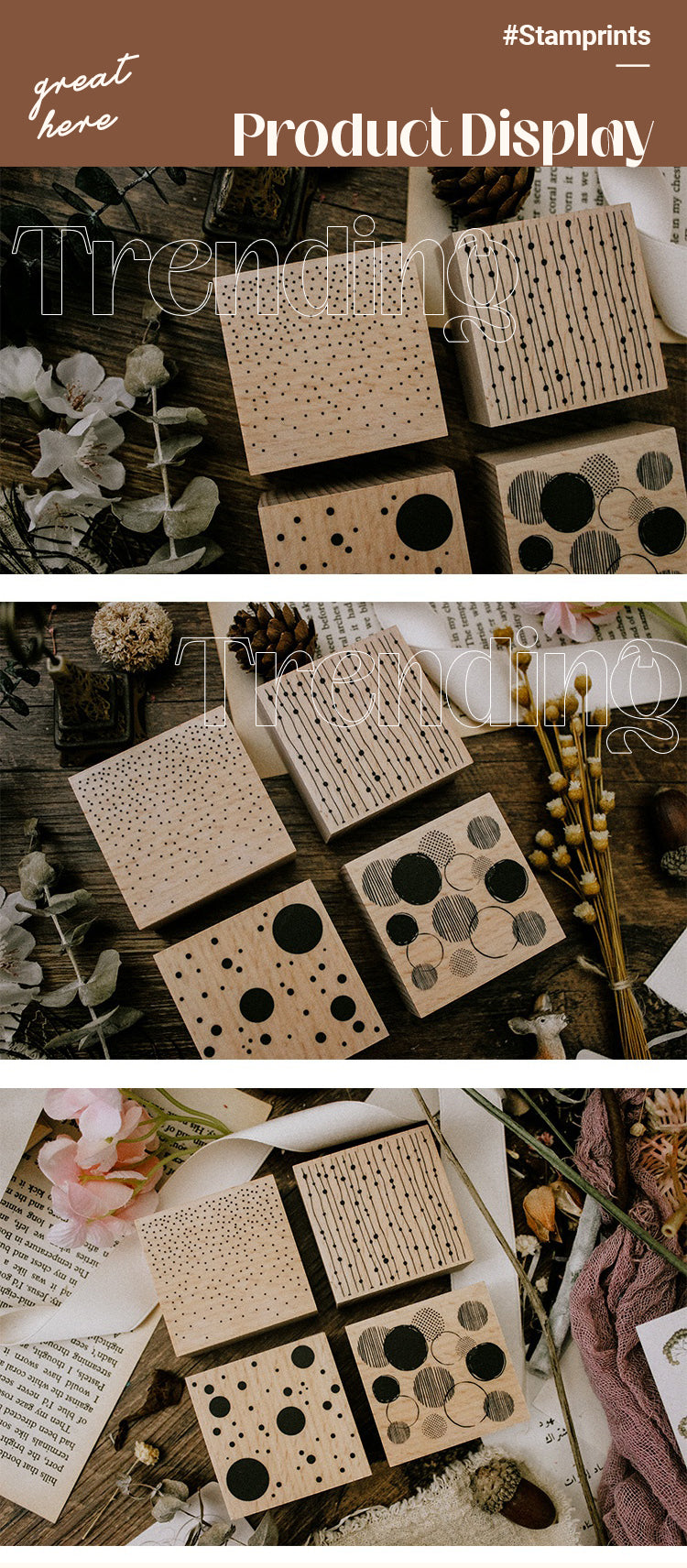 5Product Display of Simple Basic Circle Dot Wooden Rubber Stamp