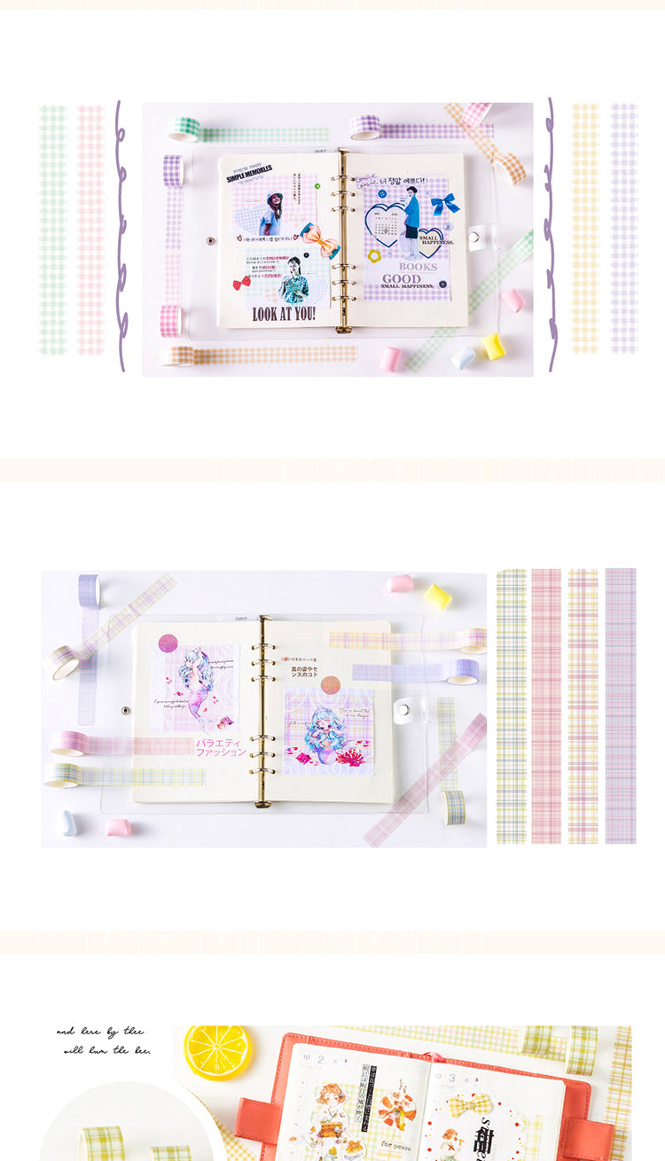 5Product Display of Simple Pastel Plaid Grid Washi Tape Set2