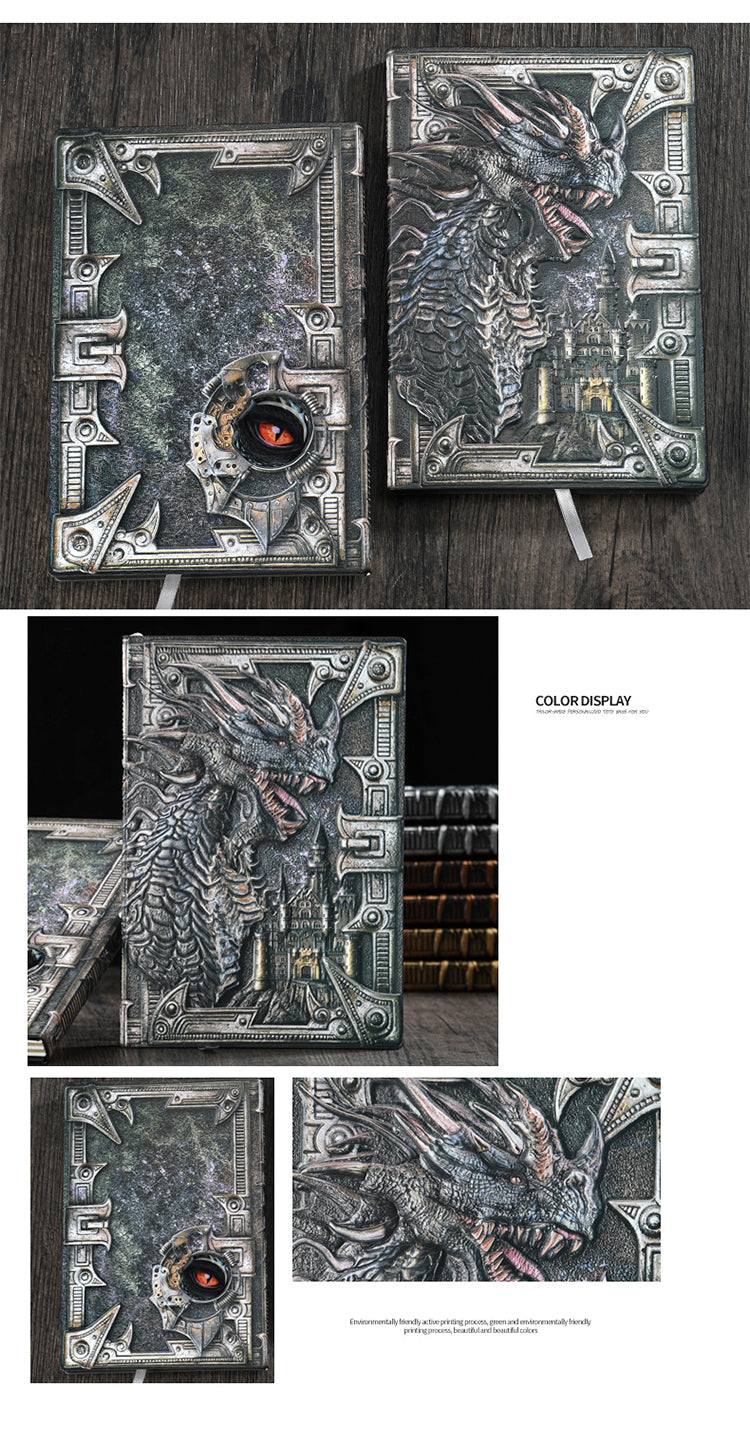 5Product Display of Vintage 3D Relief Bronze Dragon Notebook4