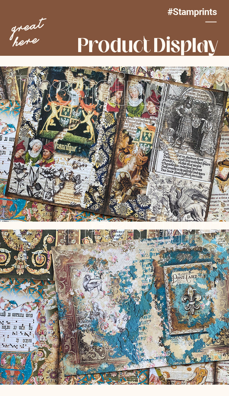 5Product Display of Vintage Alphabet Baroque Junk Journal Material Paper