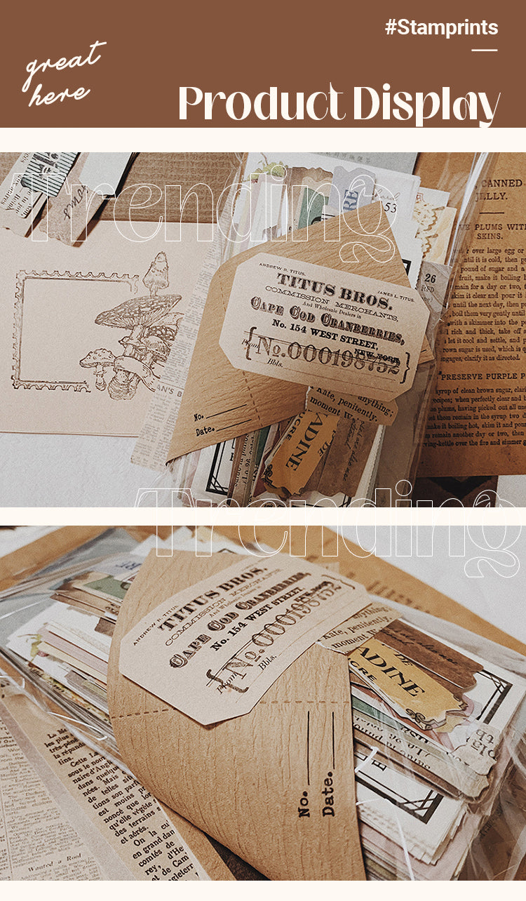 5Product Display of Vintage Bill Newspaper Junk Journal Paper Pack