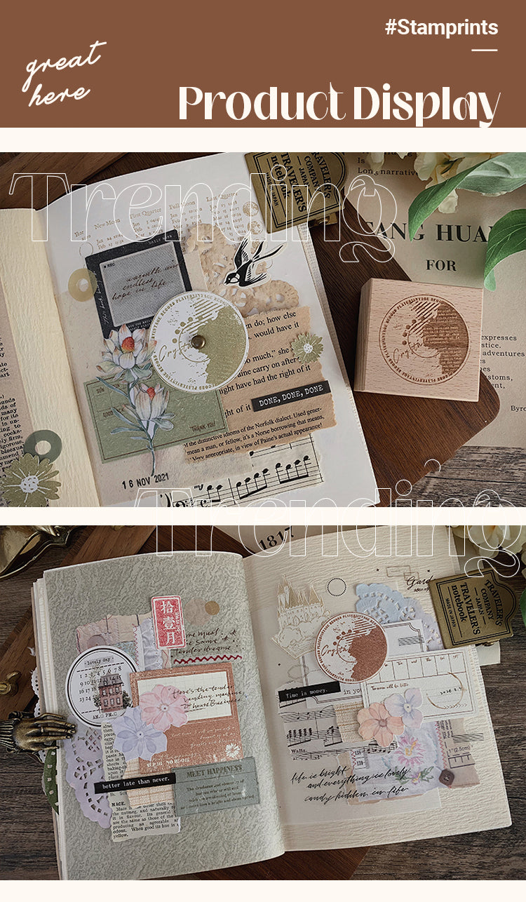 5Product Display of Vintage Border Lable Wooden Rubber Stamp