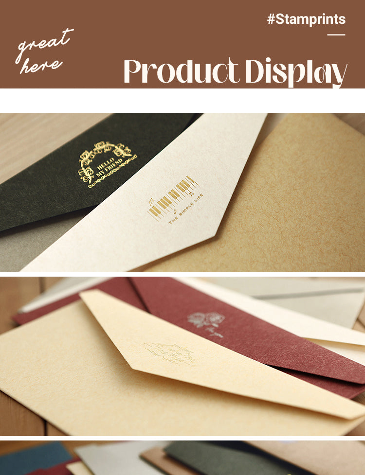 5Product Display of Vintage Business Foil Stamping Kraft Invitation Envelope1