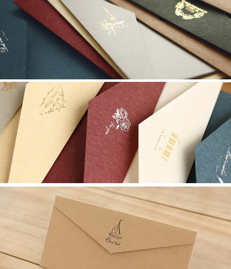 5Product Display of Vintage Business Foil Stamping Kraft Invitation Envelope2