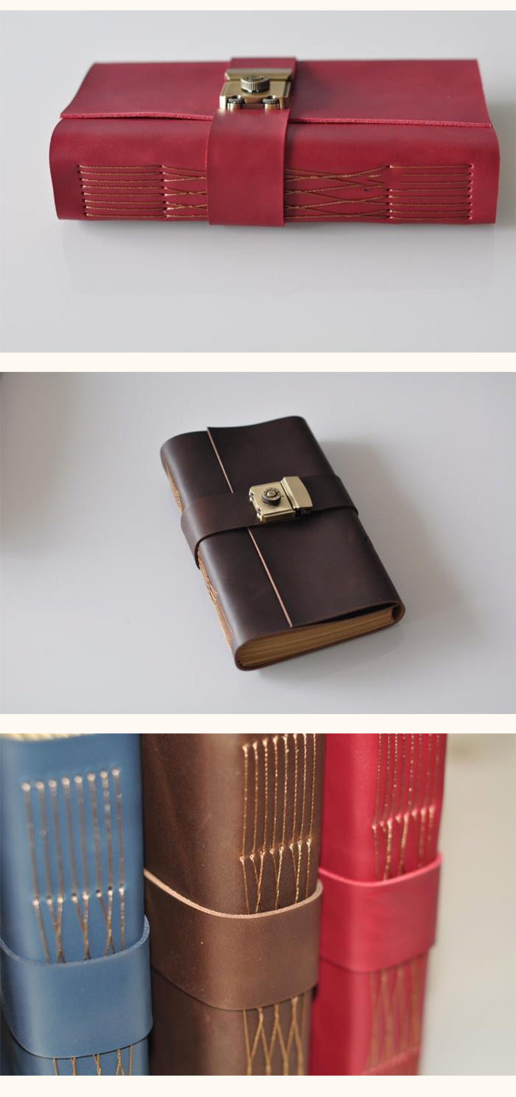 5Product Display of Vintage Crazy Horse Leather Password Notebook2