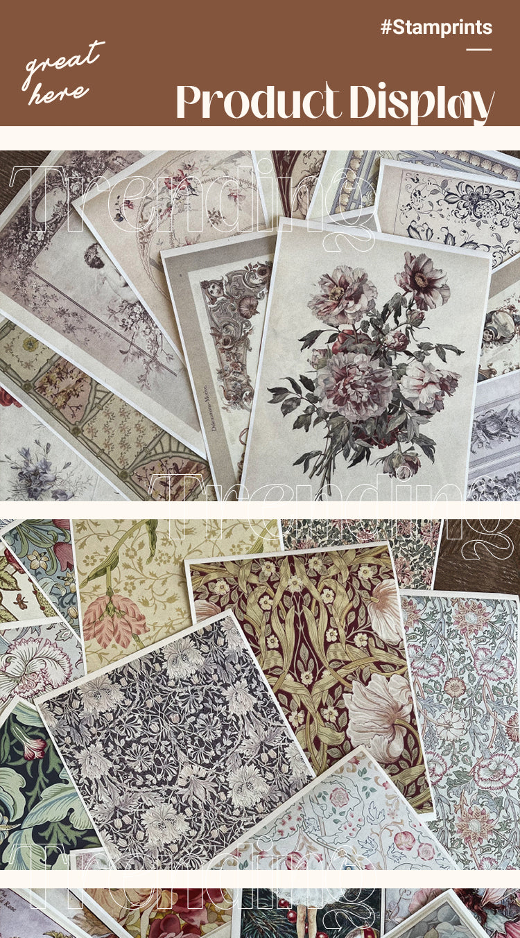 5Product Display of Vintage Floral Junk Journal Paper Pack1