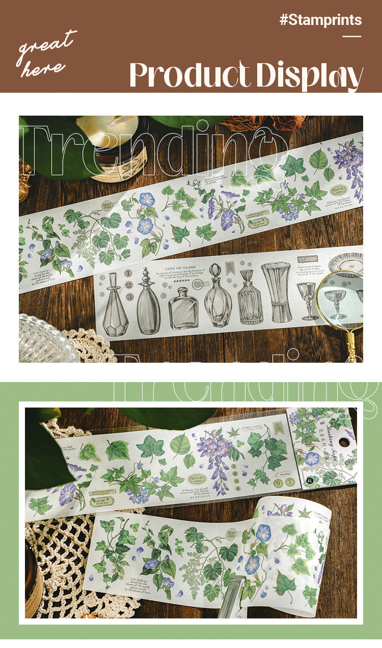 5Product Display of Vintage Floral Plant Long Strip Washi Sticker1