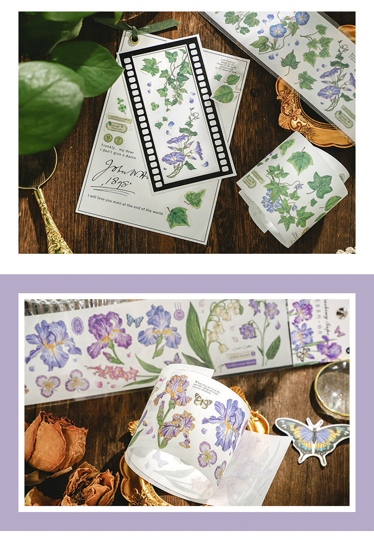 5Product Display of Vintage Floral Plant Long Strip Washi Sticker2