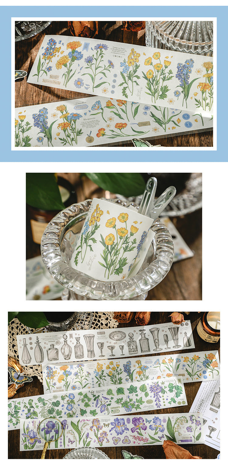 5Product Display of Vintage Floral Plant Long Strip Washi Sticker4