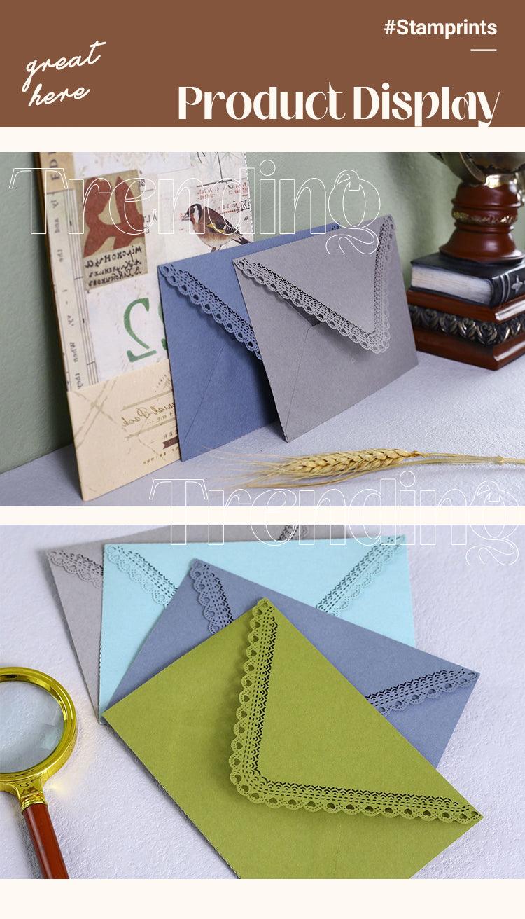 5Product Display of Vintage Hollow Triangular Lace Invitation Envelope