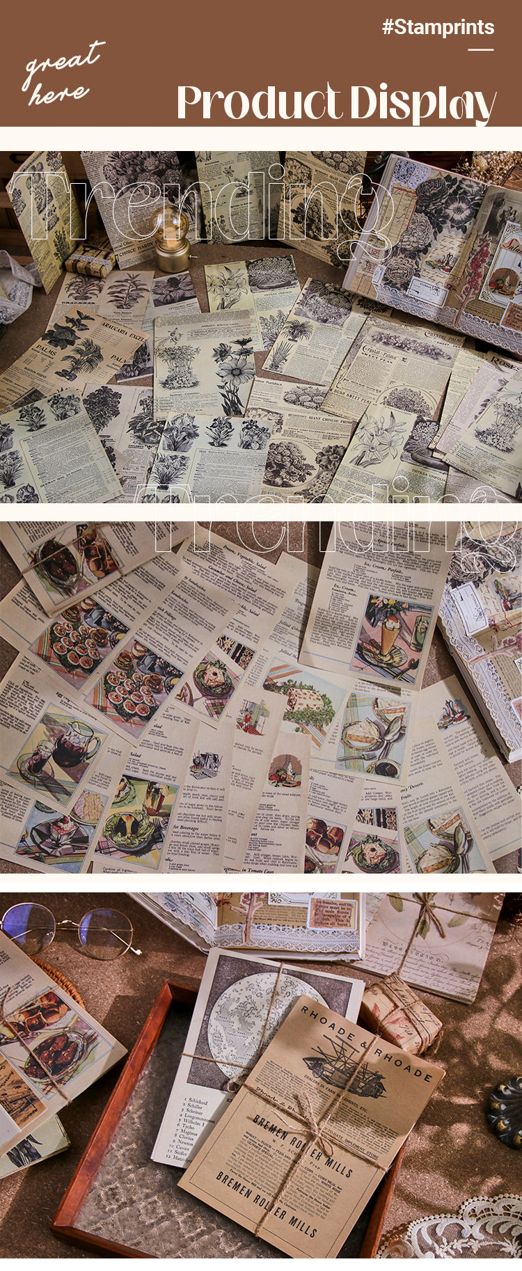 5Product Display of Vintage Inspiration Journal Scrapbook Background Paper1