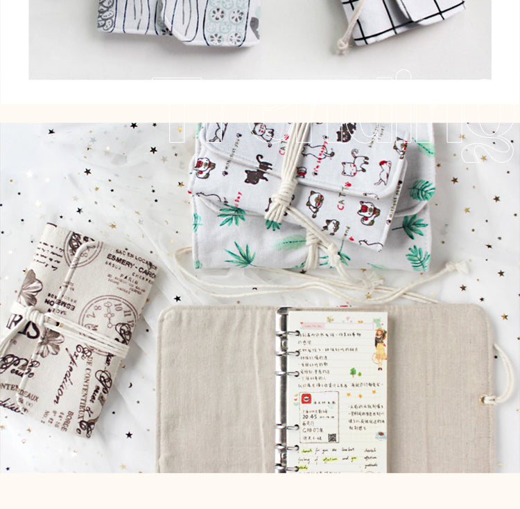 5Product Display of Vintage Linen Cloth Loose-Leaf Journal Notebook3