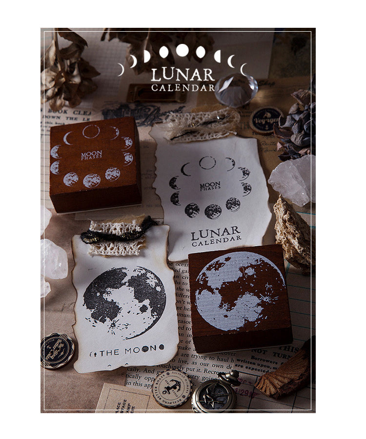 5Product Display of Vintage Moon Phase Wooden Rubber Stamp2