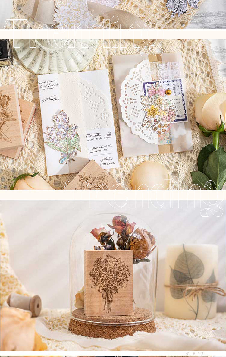 5Product Display of Vintage Romantic Bouquet Wooden Rubber Stamp2