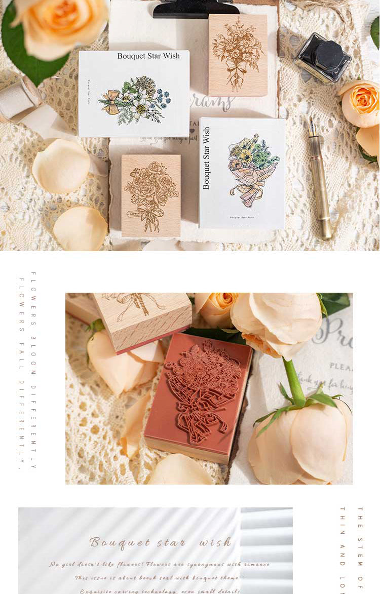 5Product Display of Vintage Romantic Bouquet Wooden Rubber Stamp3