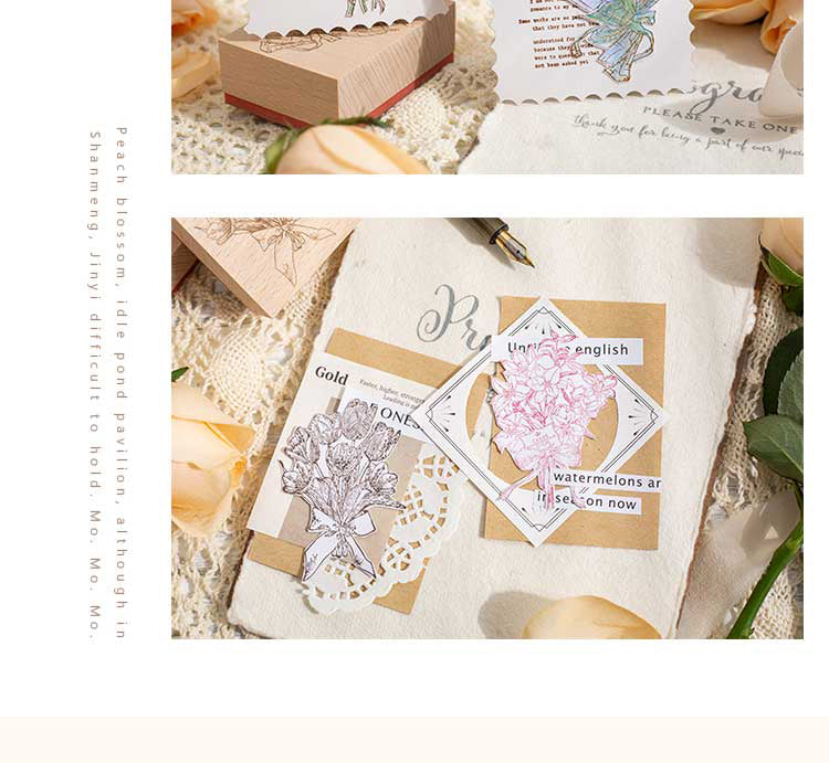 5Product Display of Vintage Romantic Bouquet Wooden Rubber Stamp5