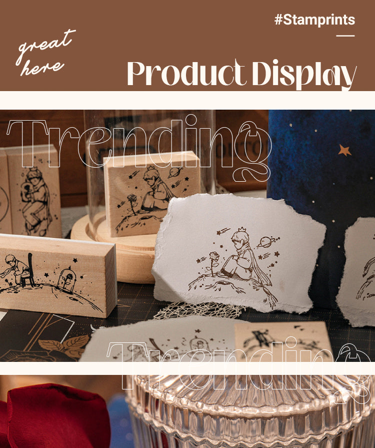 5Product Display of Vintage Senior Prince & Rose Series Wooden Rubber Stamp1