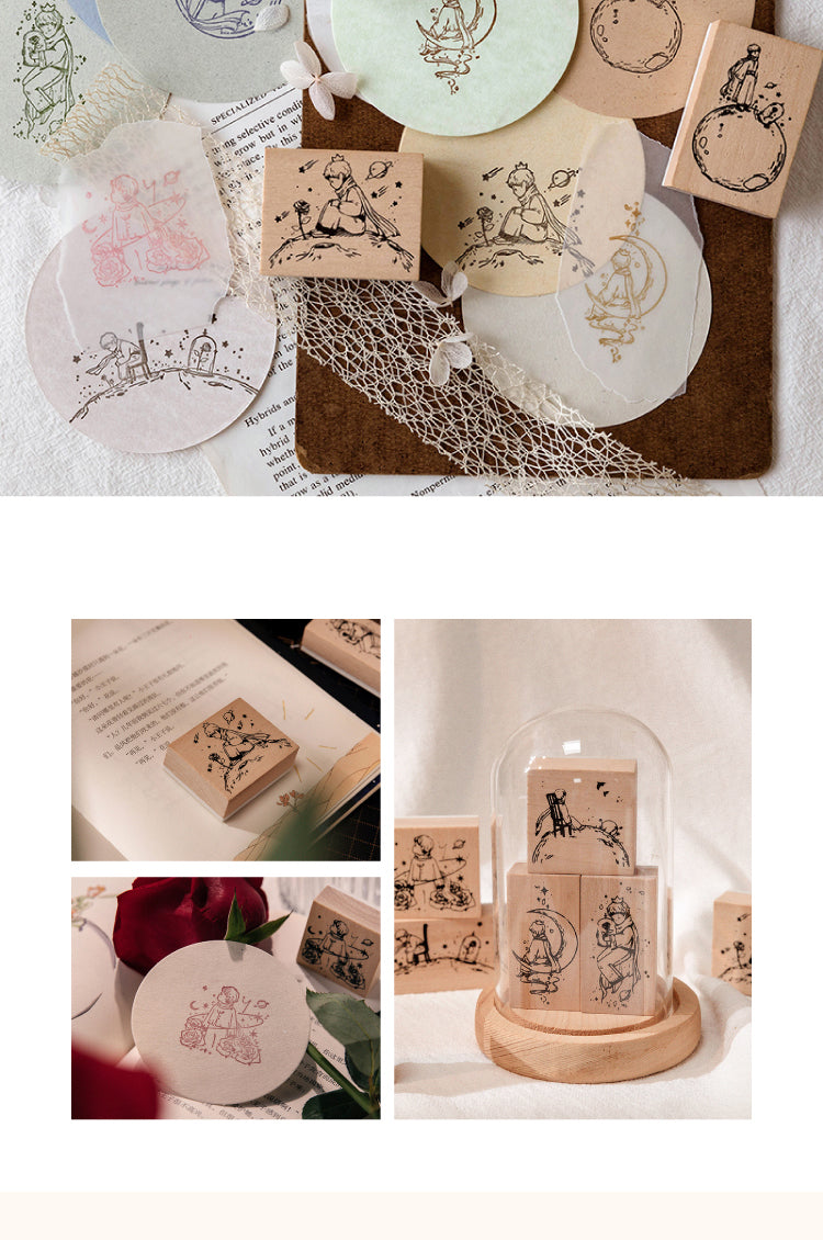 5Product Display of Vintage Senior Prince & Rose Series Wooden Rubber Stamp6