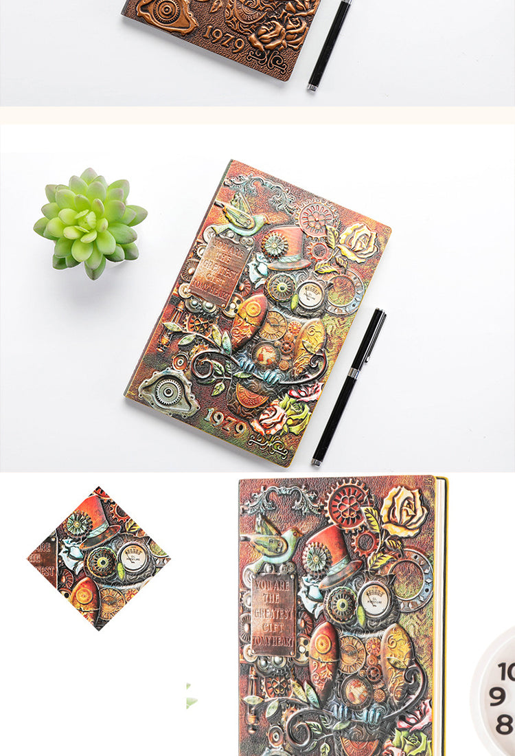 5Punk Mechanical Cat European Retro 3D Relief Notebook2