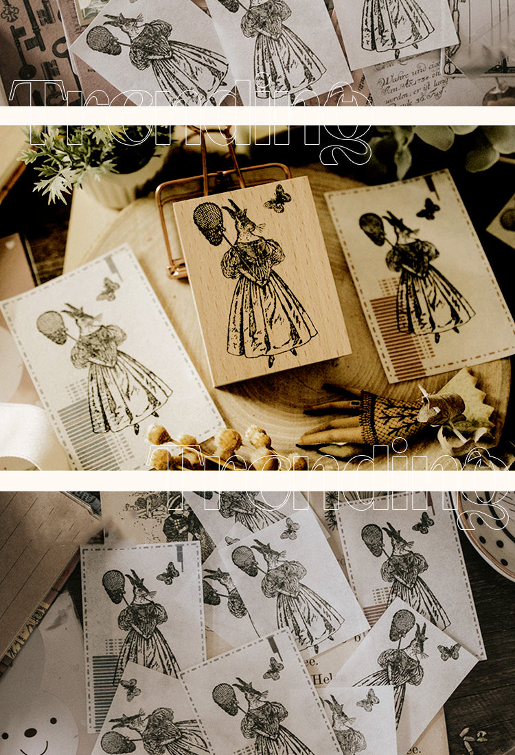 5Rabbit Character Catching Butterfly Rubber Stamp2