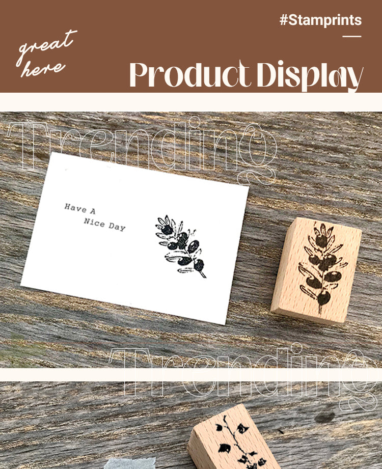 5Realism Floral Plant Wooden Rubber Stamp1