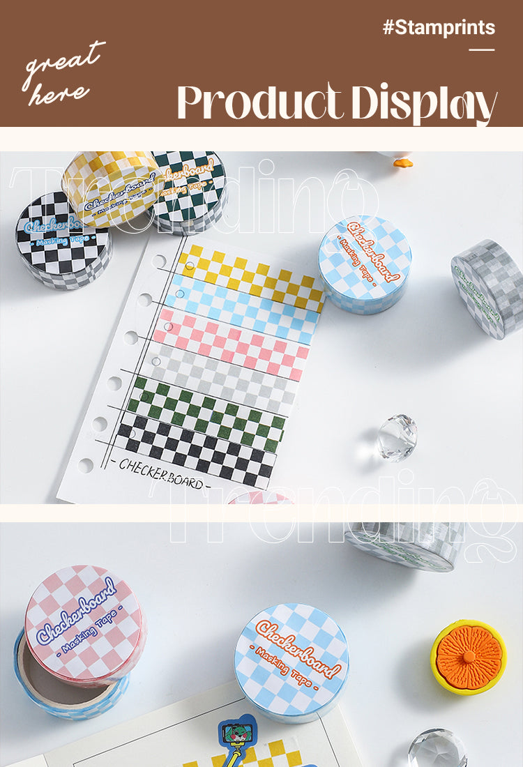 5Refreshing Checkerboard Grid Pattern Washi Tape1