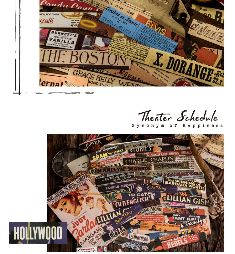 5Retro English Words Long Strip Sticker Pack2