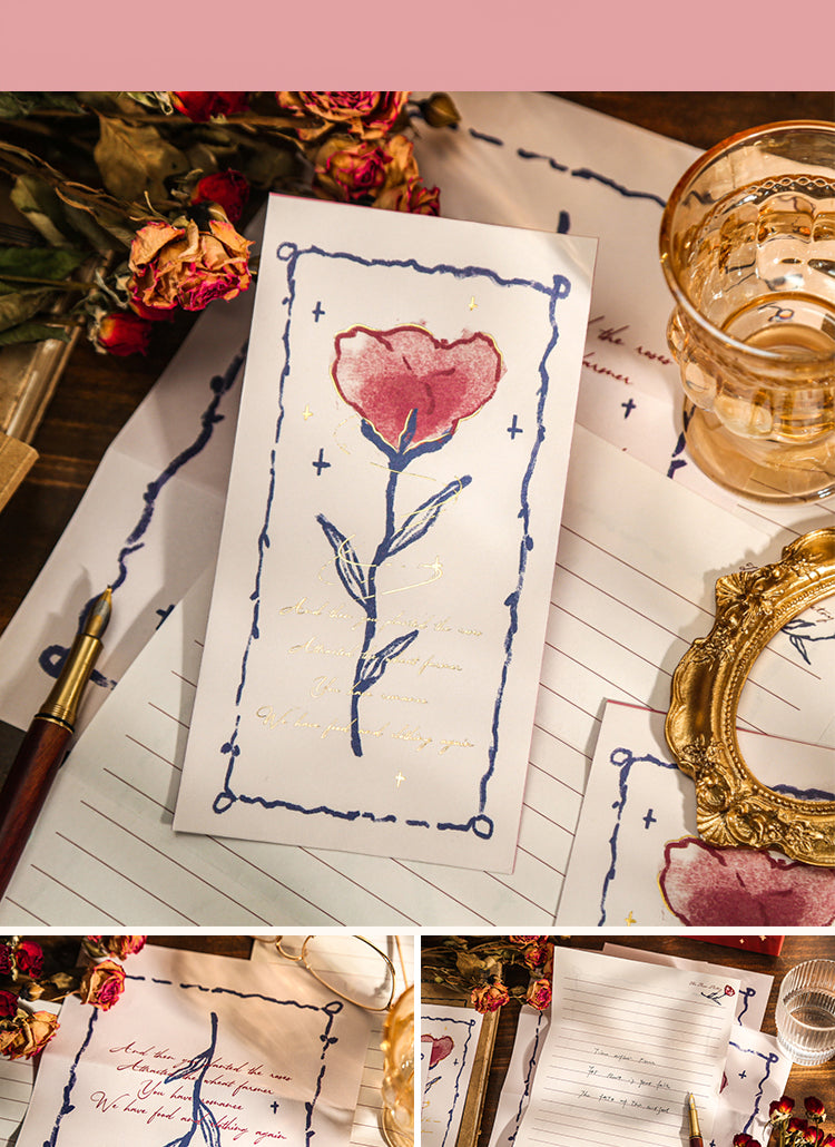 5Romantic Vintage Rose Letter Paper Envelope Stationery Set5