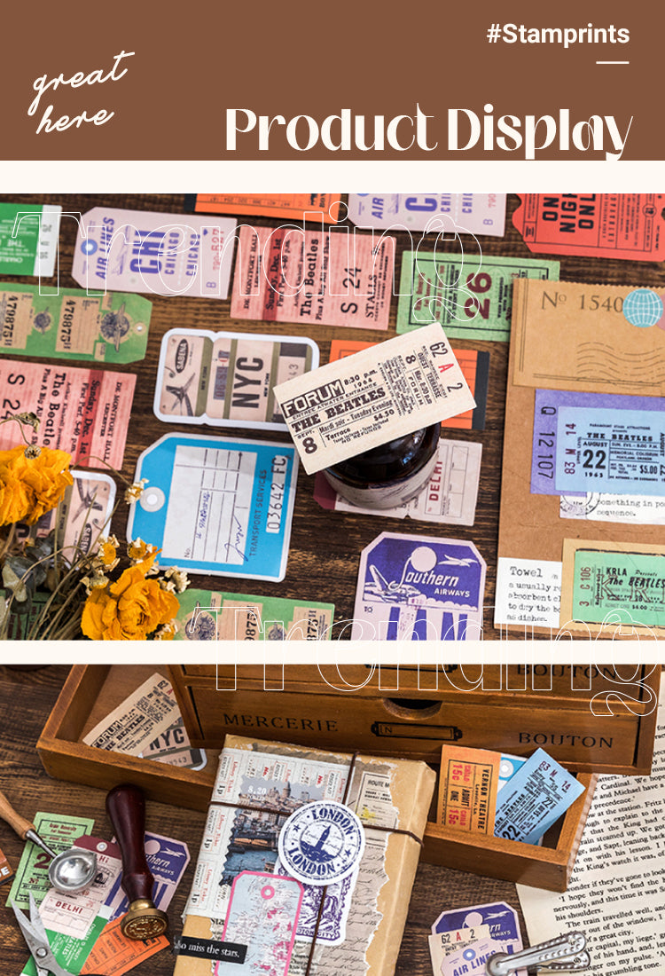 5Time Travel Retro Nostalgic Antique Bill Text Sticker Pack1