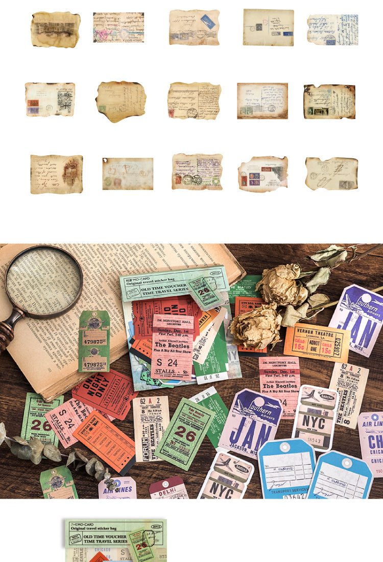 5Time Travel Retro Nostalgic Antique Bill Text Sticker Pack14