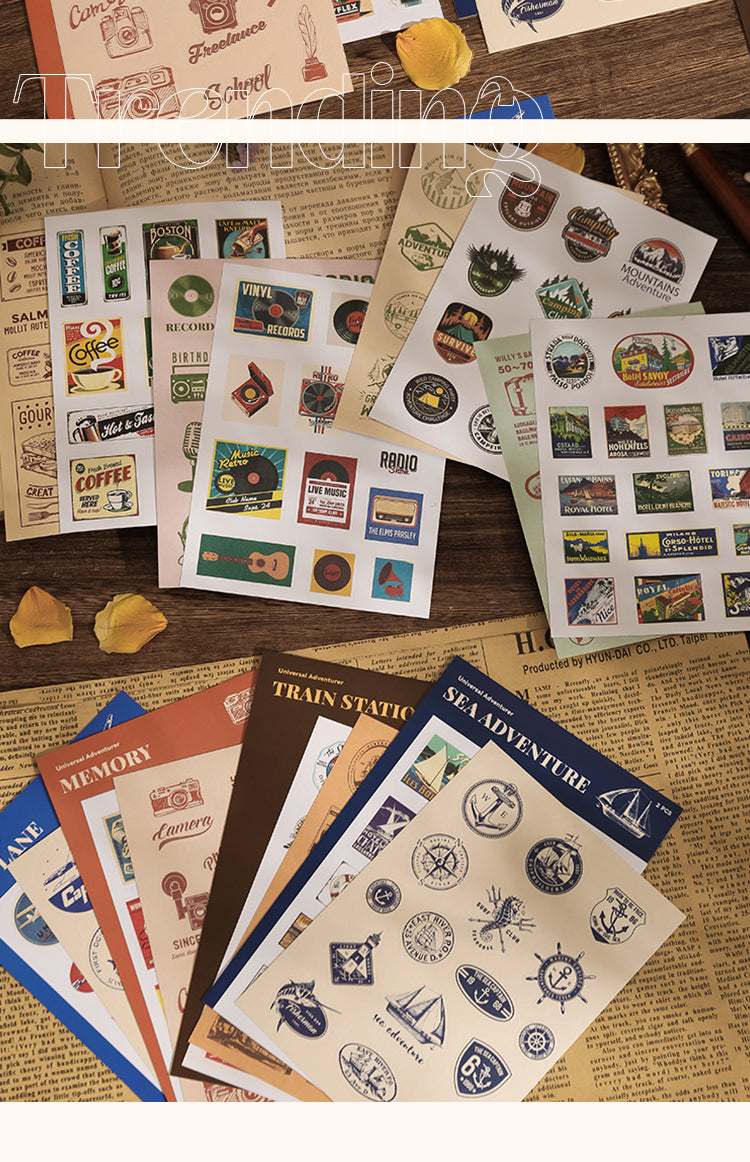 Universal Adventurers Vintage Stamp Stickers - Decorative Stickers for  Scrapbooks, Journals, and More