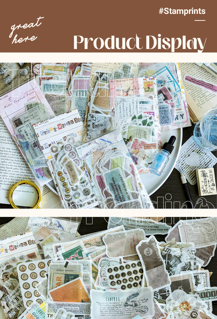 5Vintage English Old Newspaper Bills Washi Sticker Pack1