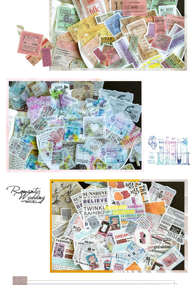 5Vintage English Old Newspaper Bills Washi Sticker Pack4