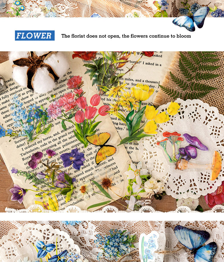 5Vintage Floral Journal Diary PET Deco Sticker3