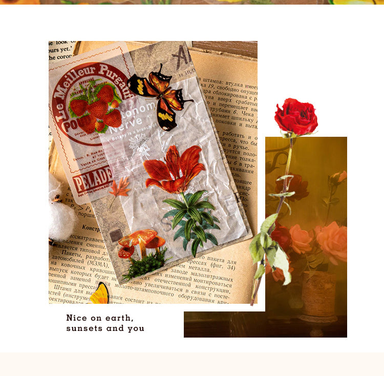 5Vintage Floral Journal Diary PET Deco Sticker9