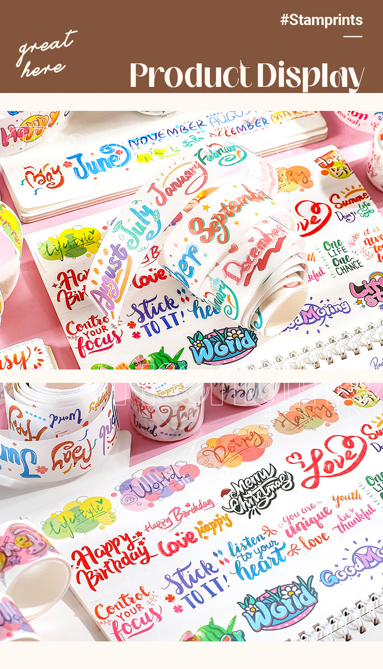 Product Display of Colorful Magic English Words Washi Tape